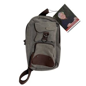 Greg Norman Canvas Sling Backpack Gray Crossbody Bag Adjustable‎ Strap